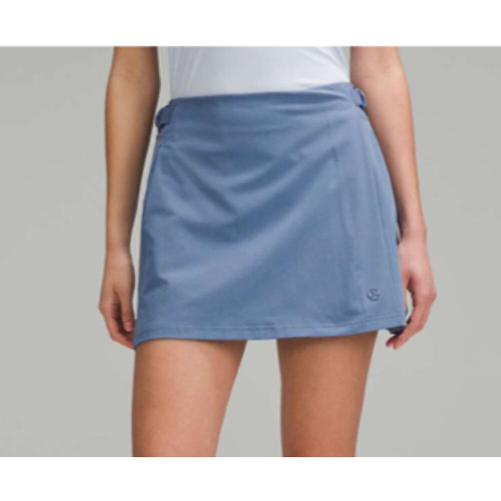 Lululemon Wrap Front Mid Rise Golf Skirt Built In Shorts Luxtreme Oasis Blue 6